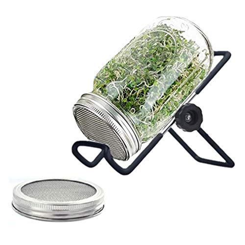 Sprouting Jar Lid (32oz Glass Jars) with 4 Pack Stainless Steel Sprouting Stands for Wide and Wide Mouth Mason Jar for Growing Organic Sprouts, Stainless Steel