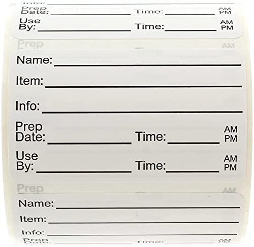 Black and White Food Prep Labels / 500 Removable Meal Prep Leftovers Stickers / 1.5" x 2.5" Food Container Labeling Sticker/Made in The USA - size: Removable 1.5” x 2.5”