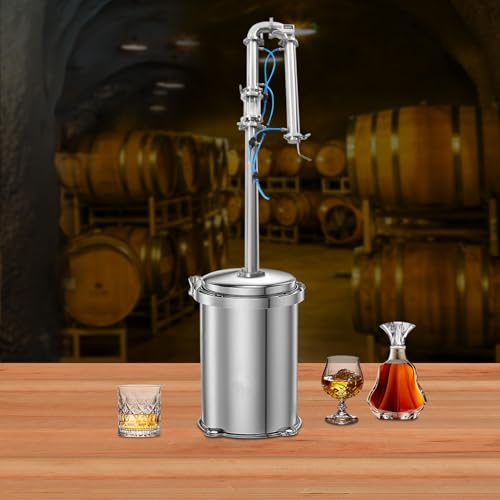 Tubular Distillation Tower, Moonshine Distiller 2in with Sight Glass Copper Mesh for Home Brew Wine Making