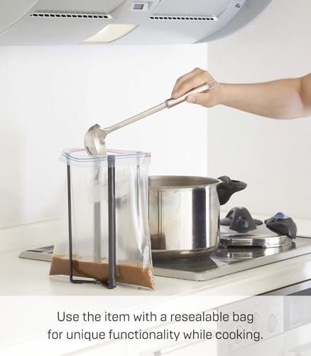 YAMAZAKI Home Tower Kitchen Multi Eco Stand - Multifunctional Plastic Bag Holder Bottle Dryer - Steel - color: Black