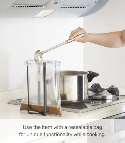 YAMAZAKI Home Tower Kitchen Multi Eco Stand - Multifunctional Plastic Bag Holder Bottle Dryer - Steel - color: Black