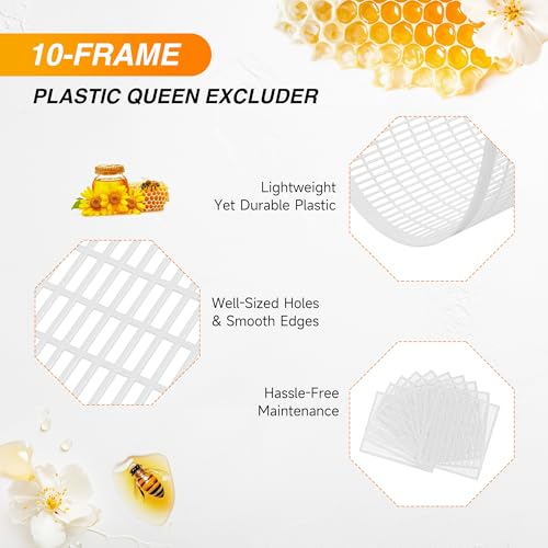 CREWORKS Bee Hive Boxes 10 Frame Langstroth Beehive, 2 Layers Complete Bee Hive Kit, 1 Super Bee Box & 1 Bee Brood Box with Beehive Frames 10 Frame Queen Excluders, and Foundation