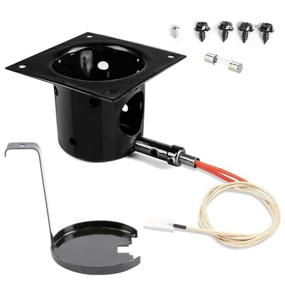 Upgraded Fire Burn Pot and Hot Rod Ignitor Kit Replacement Parts for Traeger, Pit Boss & Camp Chef Pellet Grill Smoker, Durable Fire Burner Pot with Ash Remover, Screws & Fuse, Enamel Fire Pot - size: Fire Burn Pot + Ignitor