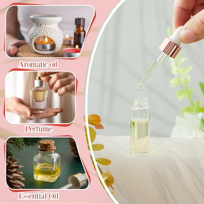 Didaey 100 Pcs 1/2/3/5/10/15 ml Mini Glass Oil Dropper Bottle Bulk, Clear Essential Small Empty Bottles Sample Containers Perfume Liquid Vials with Cap for Traveling (1ml,2ml,3ml,5ml,Rose Gold) - color: Rose Gold, size: 1ml, 2ml, 3ml, 5ml