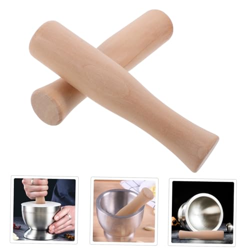2pcs Wooden Food Grinder Stick Garlic Masher Kitchen Tool for Mashing Potatoes Herb Smasher