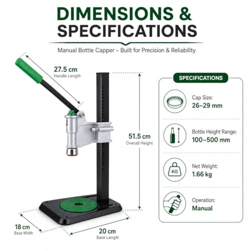 Adjustable Bench Lever Bottle Capper, Metal Press Bottle Sealing Tool, Manual Bottle Closure Device for Home Brewing, Soda & Craft Beverage Bottling