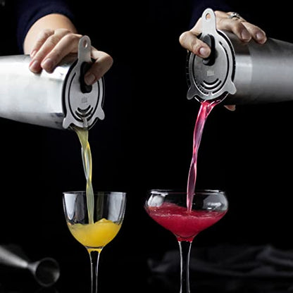 Piña Barware's The Hawthornette - Stainless Steel Commercial Hawthorne Style Cocktail Bar Strainer with Two Coils, Brushed Finish 1 Pack - color: Brushed Finish, 1 Strainer