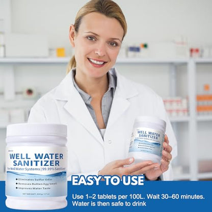 Well Water Sanitizer – Removes Sulfur Odors, Rotten Egg Smell, Iron Buildup – Improves Taste and Odor of Well Water | Food-Grade Formula, Ideal for Shallow Wells