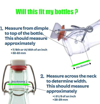 15 Pcs Flip Top Bottle Replacement Caps w/ 8 Sealing Silicone Gasket, Airtight Lids Leakproof Flip Top Stopper for 18mm Glass Bottles Swing Top Lids Fit 8/17.5/26/35oz Beer Bottles (15Pcs) - size: 15Pcs