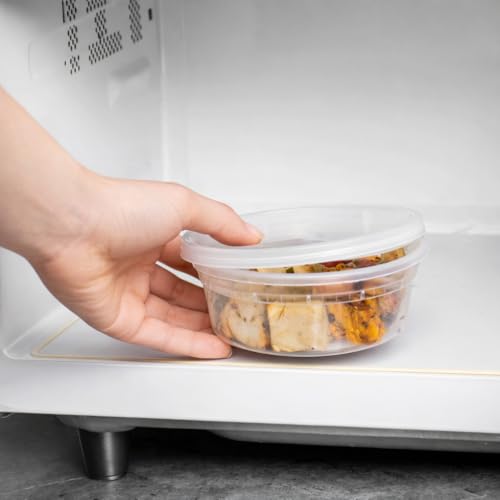 8 oz [30-Pack] Microwavable Plastic Deli Food Storage Containers with Lids | BPA Free, leak-resistant, stackable and freezer-safe design helps keep food fresh and secure - size: 8 oz - 30 Pack