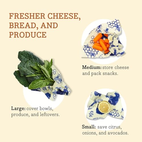 Bee's Wrap Beeswax Wraps for Food - 3 Pack of Assorted Beeswax Wraps - Small, Medium & Large Wrap - Plastic Free Made in USA Reusable Natural Food Wrap - Bees & Bears Print - style: 3 Pack (Bees + Bears)