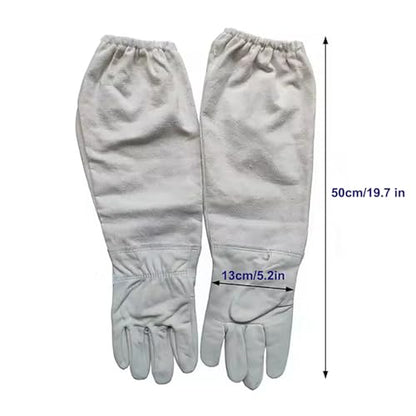 Large Beekeeping Gloves,Goatskin Leather Beekeeper's Glove with Canvas Long Sleeve for Men Women Beekeeping Protective Gear (XXL)