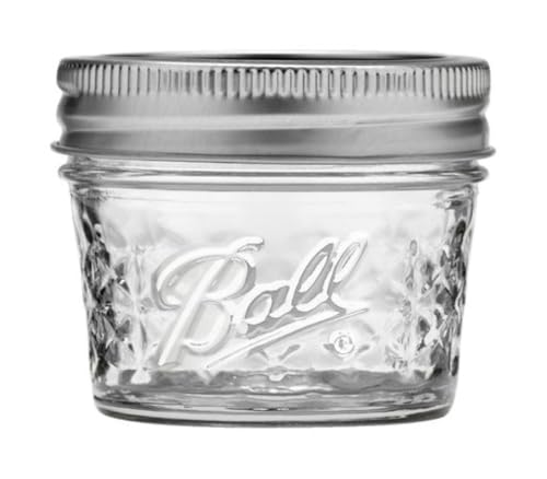 Ball Wide Mouth Quilted Crystal Jelly Jars with Lids and Bands, Used for Canning, Pickling, Juice, Jam, Jelly, Quarter Pint Size (4 Ounce (Pack of 6)) - size: 4 Ounce (Pack of 6)