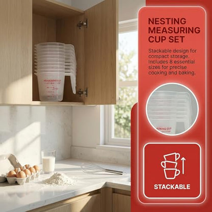 16 Pcs 1 Cup Capacity Plastic Measuring Cup, 8 Oz/250 ml Clear Graduated Measuring Cups Plastic Mug with Spout and Handles Ounce and Ml Cup Marking for Recipe Ingredient, Flour, Water, Liquid - color: 16 Pcs, size: 1Cup/8OZ