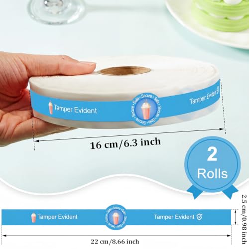 Zonon 600 Pcs Safe Secure Tamper Evident Seals for Drink Lids, Food Delivery Stickers Sealed for Freshness Labels Drink Food Coffee Milk Tea Ice Cream Seal Stickers 600 Pieces Per Roll (Blue) - color: Blue