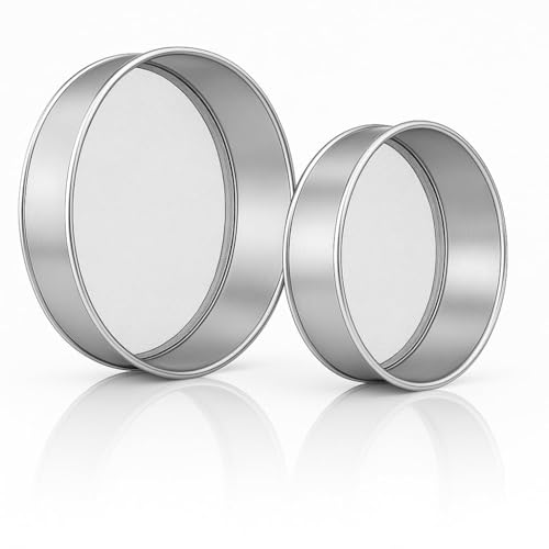 Stainless Steel Flour Sifters, Set of Fine Mesh Round Flour Sieves for Baking - 8" Diameter x 2.5" High and 9.5" Diameter x 2.5" High; Both 20 Mesh - size: 8" 9.5" Dia. x 2.5" High