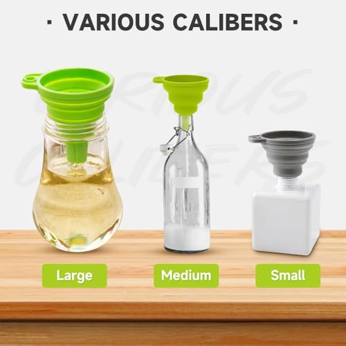 6-piece Kitchen Funnel Set, 2026 new Food Funnel Silicone Foldable Kitchen Funnel, Upgraded Kitchen Bottle Funnel, Kitchen Utensil (6 Pack) - color: 6 Pack