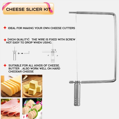 Cheese Slicer Accessories Cheese Cutter Stainless Steel Components - Great for Making Giftable Cheese Cutting Boards with This Cheese Slicer Kit (Stainless Steel Handle,1)