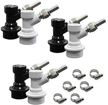PERA Corny Keg Quick Disconnect CO2 Ball Lock with Swivel Nut and Worm Clamps for Cornelius Keg Home Brewing