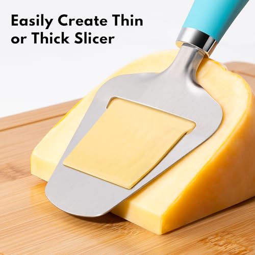 Rainspire Upgraded Non-Stick Cheese Slicers for Block Cheese Multi-Functional Cheese Cutter for Mozzarella, Cheddar, Gruyere Charcuterie Accessories Dishwasher Safe Kitchen Tools, Blue - color: Blue