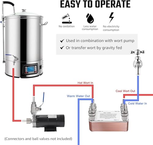 20 30 40 Plates Wort Chiller Heat Exchanger Stainless Steel Homebrew Beer Cooler Counterflow Chiller Brazed Plate Heat Exchanger(30P) - color: 30P