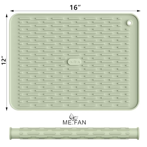 ME.FAN Silicone Dish Drying Mat for Kitchen Counter, Dish Drying Pad for Sink, Refrigerator or Drawer, Countertop Protection Pad M - 16''×12'' - Desert Sage - size: 12" x 16"