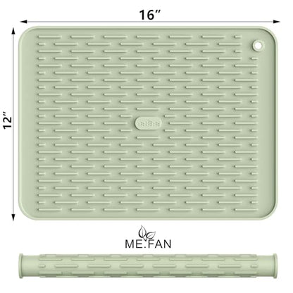 ME.FAN Silicone Dish Drying Mat for Kitchen Counter, Dish Drying Pad for Sink, Refrigerator or Drawer, Countertop Protection Pad M - 16''×12'' - Desert Sage - size: 12" x 16"