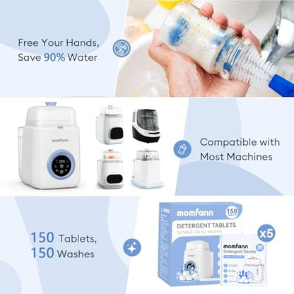 MOMFANN 150 Professional Deep Cleaning Detergent Tablets for All Baby Bottle Washers, Washer Tablets for Bottle Washer and Sterilizer and Dryer, Easy to Use - size: 150Pcs