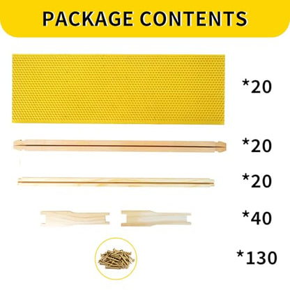 Medium Beehive Frames with Wax Foundations 20 Pack Beeswax Coated Foundations 6-1/4-Inch Beekeeping Supplies - size: 20 Pack Medium Beehive Frames