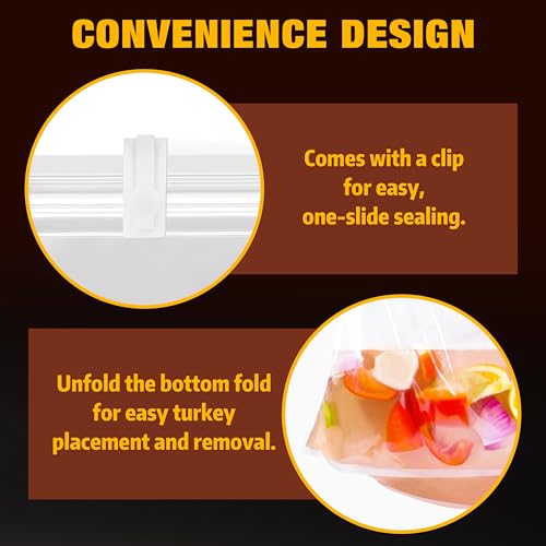 Turkey Brining Bags Kit of 2 Extra Large, 21.6"×19.6", Brine Bag with Double-Zippered for Secure Seal, Heavy Duty with Gusseted Bottom, Holds up to 30lbs, Secret to Juicy Turkeys