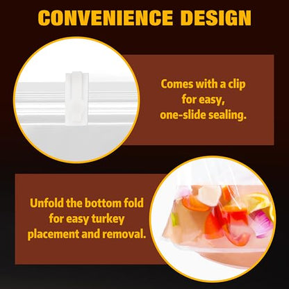Turkey Brining Bags Kit of 2 Extra Large, 21.6"×19.6", Brine Bag with Double-Zippered for Secure Seal, Heavy Duty with Gusseted Bottom, Holds up to 30lbs, Secret to Juicy Turkeys