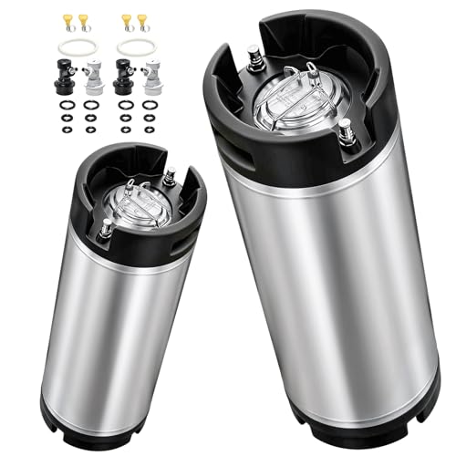 Stainless Steel Ball Lock Kegs, Set of 2, Homebrew Beer Cornelius Keg, 5 Gallon and 5 Gallon - color: 2 Kegs
