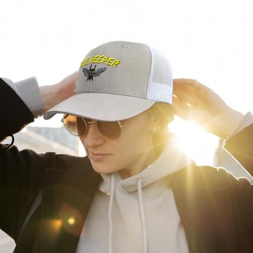 Speedy Pros Mesh Cap Hat Embroidered Bee Keeper Honey Farmer Bees Embroidery Trucker Hats for Men & Women Cotton - color: Black Design Only