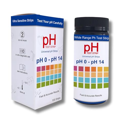 Peak Health Universal pH Test Strips 0–14 (100 Count) – Accurate Litmus Paper for Water, Aquarium, Pool, Spa, Kombucha & Soap Making – Quick & Easy Liquid pH Testing Kit