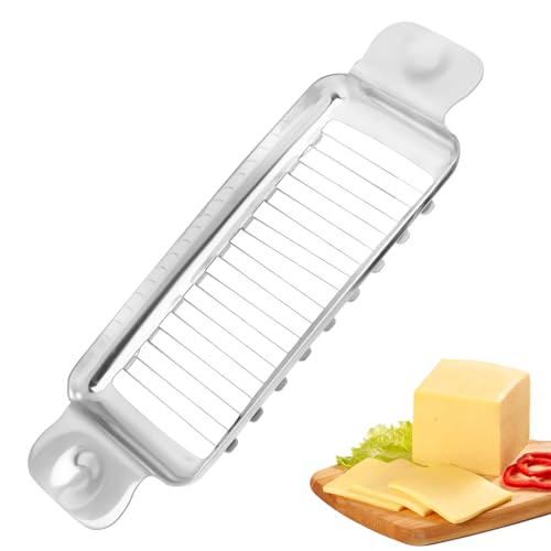 lasuroa Butter Slicer Cutter, Stainless Steel Ergonomic Cheese Slicer Cheese Even Stick Slicing Tool for Portion Control Cheese Wire Slicer with Portable Grip for Food Square Block Butter(Silver) - style: Butter Slicer (with Portable Grip)