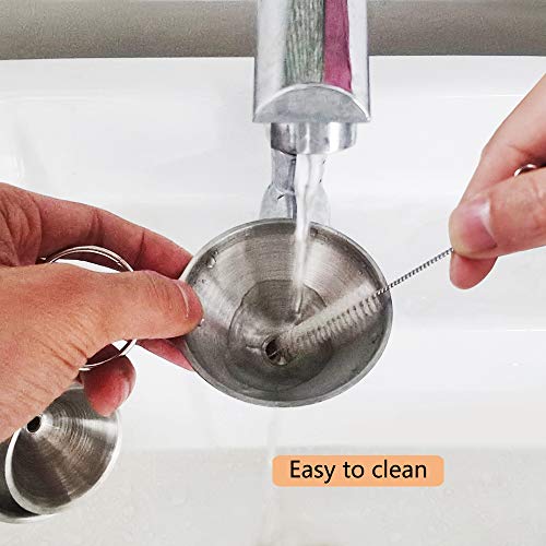 3-Piece Stainless Steel Kitchen Funnel Set with 2 Brushes - Stackable Metal Funnels for Essential Oils, Perfume Bottles, Spices, Liquids & Dry Ingredients (Food-Grade, Rust-Proof)
