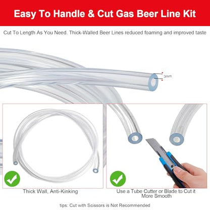 FERRODAY 10 FT 3/16 Beer Line Tubing & 5/16 CO2 Hose Kegerator Lines Kegerator Parts kit, Kegerator Accessories Replacement Beer Line Kit with 6 Hose Clamps for Home Brewing - size: 10FT-Beer Gas Line