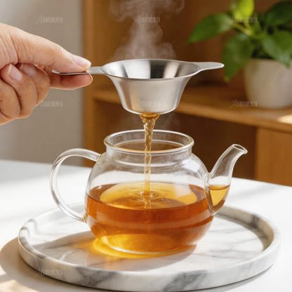 AUEAR, 2 Pack Different Size Stainless Steel Mini Strainer Fine Mesh Tea Funnel Coffee Filter with Double Handles - size: 2 Pack