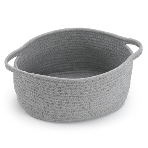 Happyiren Cute Woven Storage Basket with Handle, Baskets for Gifts Empty | Gift Baskets for Birthday Baby Shower Raffle Burr Fundraiser, Decorative Organizer Box for Baby Toy Pet - color: Grey, size: 1 Pack