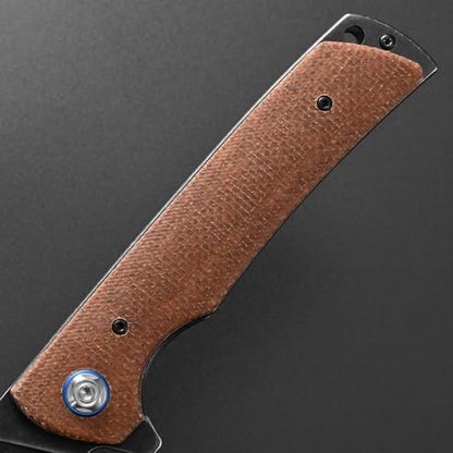 Eafengrow EF973 Folding Knife, D2 Steel Blade Micarta Handle Scale Pocket Knife Folder for Working Camping Hiking EDC Tool Knife(brown) - color: brown