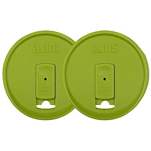 Wide-Mouth Mason Jar Drink Lid - USA Made, BPA-Free, Spill-Resistant for Coffee, Cold Brew & Iced Tea - Fits 3 3/8 in Ball & Kerr Wide Mouth - Pack of 2 - color: Lime Green