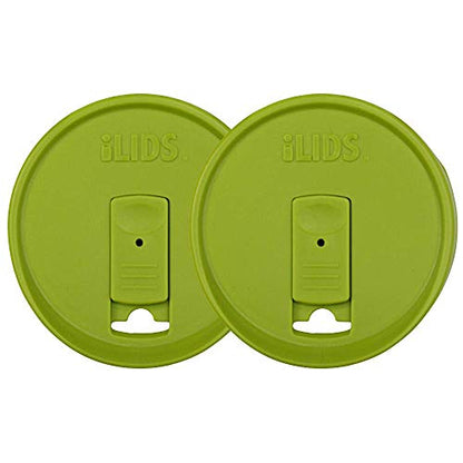 Wide-Mouth Mason Jar Drink Lid - USA Made, BPA-Free, Spill-Resistant for Coffee, Cold Brew & Iced Tea - Fits 3 3/8 in Ball & Kerr Wide Mouth - Pack of 2 - color: Lime Green