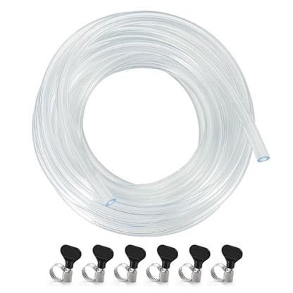 25 Feet - Hgkeke Kegerator Beer Line 3/16 Beer Line Vinyl Tubing Keg Beer Line Replacement Kit Kegerator Tubing with 6 Pcs Beer Line Clamps, Keg Hose for D Coupler, Draft Beer Tower Beer Dispensing - size: 25ft-Clear Beer Line