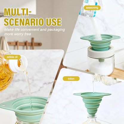Kitchen Funnel Set 3 Pack, Food Grade Silicone Collapsible Funnel,Small Funnels for Filling Small Bottles, Easy Clean & Space-Saving ﻿ (6Pcs) - color: 6Pcs