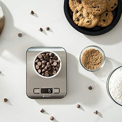 Etekcity Food Kitchen Scale, Digital Grams and Ounces for Weight Loss, Baking, Cooking, Keto and Meal Prep, LCD Display, Medium, 304 Stainless Steel - color: Stainless Steel