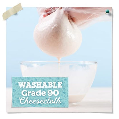 Fermentaholics Unbleached Grade 90 Cheesecloth | 1 Square Yard, Ultra Fine-Mesh, Food-Grade Cheesecloth | Cheese Cloth for Cooking, Straining Cheese, Nut Milks, Bone Broth, Infusions, Tea, etc. (2 Pack) - size: 2 Pack