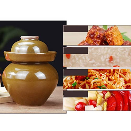 Large Traditional Chinese Porcelain Pickle Jar, Natural Ceramic Fermentation Crock Pickling Pot,Fermenting Jar with Water Seal Airlock Lid Stoneware Fermenter for Ki 4KG - size: 4KG