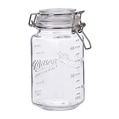 Mason Craft & More Airtight Kitchen Food Storage Clear Glass Clamp Jars, 17 Ounce (0.5 Liter) Tall Mini Clamp Jar - size: 17 ounce (0.5 liter) Mini Tall Jar - Pack of 1
