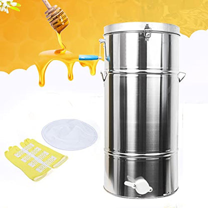 Honey Extractor，2 Frame Silver Stainless Steel Manual Crank Beekeeping Extraction Equipment Honeycomb Drum Spinner Apiary Centrifuge Equipment Beekeeping Tools Bee Machine