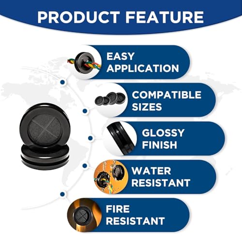 55Pcs Double-Sided Rubber Grommets kit in 6 Assorted Sizes 5/8",13/16",7/8",1",1-3/16",1-1/2"- Round & Waterproof Rubber Grommet - Ideal Solution for Wire Protection - size: 6 Sizes-55pcs